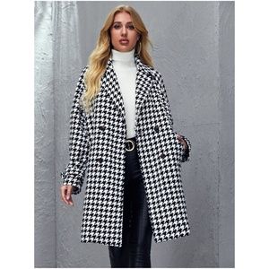 houndstooth button double breasted jacket pocket